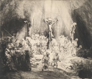 صلب المسيح بين اللصوص الثلاثة الصلبان 1653. بواسطة رامبرانت فان راين