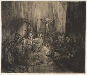 المسيح المصلوب بين اللصوص الثلاثة: الصلبان الثلاثة ، كاليفورنيا. 1660. بواسطة رامبرانت فان راين