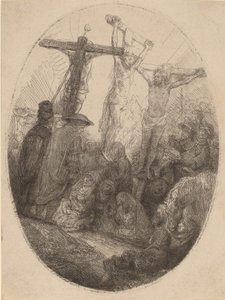 مصلوب المسيح بين اللصوص: لوحة بيضاوية ، ج. 1641. بواسطة رامبرانت فان راين