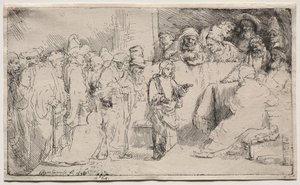تنازع المسيح مع الأطباء: رسم تخطيطي ، 1652. بواسطة رامبرانت فان راين