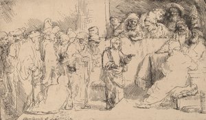 مجادلة المسيح مع الأطباء: رسم تخطيطي ، 1652. بواسطة رامبرانت فان راين