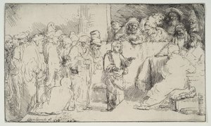 المسيح يتنازع مع الأطباء ، رسم تخطيطي ، 1652. بواسطة رامبرانت فان راين