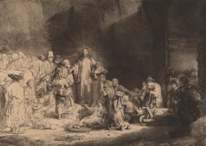 المسيح يكرز بطبعة مائة جيلدر ، ج. 1649. بواسطة رامبرانت فان راين