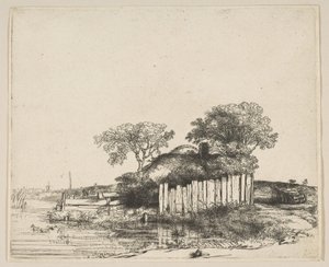 كوخ مع Paling الأبيض ، 1648. بواسطة رامبرانت فان راين