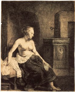امرأة نصف عارية بموقد ، 1658.