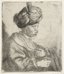 رجل مع عمامة ، 1660-70 بواسطة رامبرانت فان راين