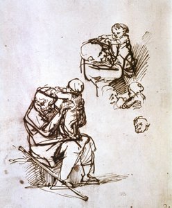 عجوز يلعب مع طفل ، 1635-1640 بواسطة رامبرانت فان راين