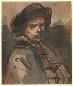 صورة شخصية ، 1635-40 (قلم وحبر بني) بواسطة رامبرانت فان راين