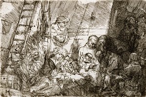الختان في الإسطبل 1654 بواسطة رامبرانت فان راين