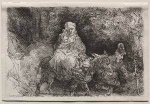 الرحلة إلى مصر: عبور بروك ، 1654. بواسطة رامبرانت فان راين