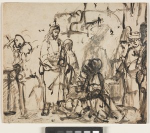 لقاء المسيح مع مارثا ومريم بعد وفاة لعازر ، c.1662-65 بواسطة رامبرانت فان راين