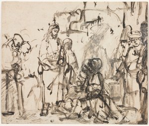 لقاء المسيح مع مارثا ومريم بعد وفاة لعازر ، ج. 1662-65. بواسطة رامبرانت فان راين
