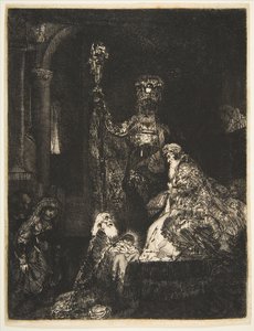 التقديم في الهيكل في طريقة الظلام ، كاليفورنيا. 1654. بواسطة رامبرانت فان راين
