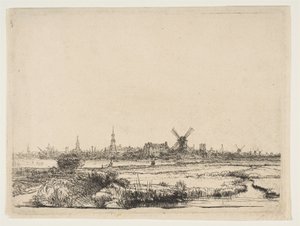 منظر لأمستردام من الشمال الغربي ، كاليفورنيا. 1640. بواسطة رامبرانت فان راين