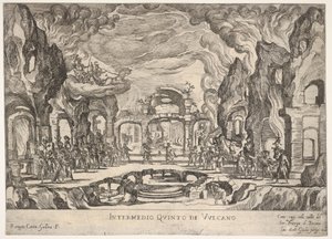 الفاصل الخامس: فولكان Intermedio quinto di Volcano ، من سلسلة Seven Interludes ... ، 1608. بواسطة ريميجيو كانتاجالينا