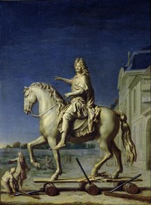 نقل تمثال الفروسية لويس الرابع عشر إلى Place Vendome في عام 1699 ، بعد عام 1669 بواسطة رينيه أنطوان حواس
