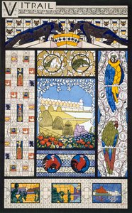 تصميمات نافذة من الزجاج الملون ، من "اسكتشات للديكور" ، ص 1895
