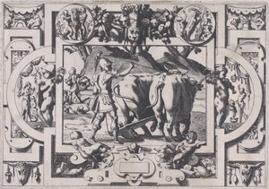 جايسون يزرع أسنان التنين جيسون يروضهم ويقيدهم ويحرثهم ... ، 1563. بواسطة رينيه بويفين
