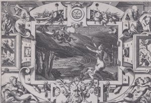 المدية وعرارتها التي رسمها التنانين أشعثت وعارية في ليلة مظلمة ، في مكان مهجور ... ، 1563. بواسطة رينيه بويفين