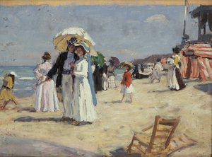 زوجان على الشاطئ في Cabourg (زيت على قماش)