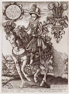 تشارلز الأول كأمير ويلز على ظهور الخيل ، من "كتاب الملوك" ، 1618