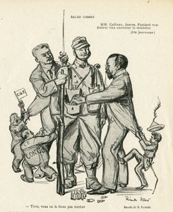 رسم توضيحي لريكاردو فلوريس (1878-1918) في Le Rire ، 21/06/13 - أطفال المبيعات - Armee ، الخدمة العسكرية ، الاشتراكية - Jaures Jean ، Caillaux Joseph (1863-1944) ، Painleve Paul (1863-1933) بواسطة ريكاردو فلوريس