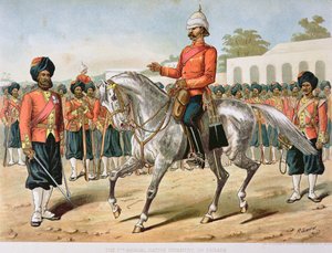 The 7th Bengal Infantry on Parade, the Anglo-Indian Army of the 1880s (colour litho) بواسطة ريتشارد (بعد) سيمكين