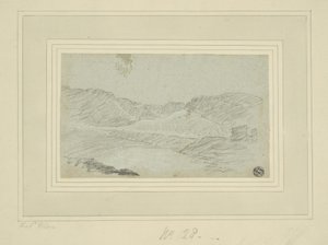 منظر التلال (فحم على ورق مضغوط أزرق ، موضوع على ورق مضغوط كريمي (طبقتان)) بواسطة ريتشارد (Attr.to) ويلسون