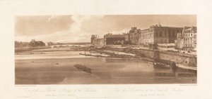 منظر لمتحف اللوفر وجسر Thuilleries ، مأخوذ من Pont Neuf. 1802 ؛ اللوحة 2 من آراء في باريس ، تتبع حجم إيمانويل للوحة ، B1981.25.2613