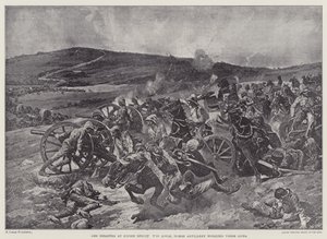 الكارثة في Koorn Spruit ، مدفعية الحصان الملكي تعمل بنادقها (litho) بواسطة ريتشارد كاتون الثاني (بعد) وودفيل