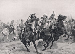 الهجوم على السير رالف أبركرومبي من قبل الفرسان الفرنسيين ، توضيح من "المعارك البريطانية في البر والبحر" ، نشره كاسيل ، لندن ، c.1910