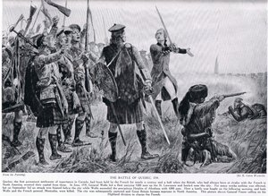 معركة كيبيك ، 1759 ، رسم توضيحي من "قصة هتشنسون عن الأمة البريطانية" ، ج .1923
