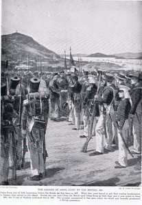 تنازل هونغ كونغ عن البريطانيين ، 1841 ، توضيح من "قصة هتشنسون للأمة البريطانية" ، c.1923 بواسطة ريتشارد كاتون وودفيل