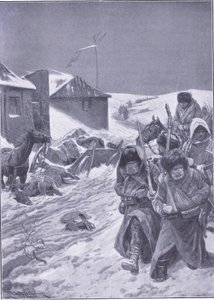 المسيرة التي لا تنتهي شرقاً: مشهد مألوف في الطريق ، رسم توضيحي من Casell History of Russo-Japanese War Vol 1 ، c.1900 بواسطة ريتشارد كاتون وودفيل
