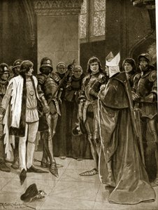 تم تسليم هنري السادس إلى إدوارد الرابع في سانت بولز ، 1401 ، توضيح من "قصة هتشنسون عن الأمة البريطانية" ، ج .1923 بواسطة ريتشارد كاتون وودفيل جونيور
