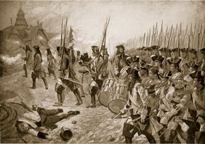 معركة بلينهايم: اقتحام القرية ، توضيح من "قصة هتشنسون للأمة البريطانية" ، ج .1923
