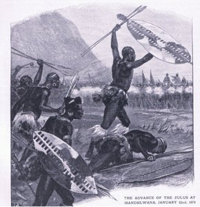 تقدم ال Zulus في Isandhlwana 22 يناير 1879 ، التوضيح من المعارك البريطانية على البر والبحر ، 1915