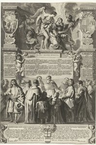 غرس فان دي broederschap ميليشيا أنجليكا من توماس الأكويني ، 1649 أصل الميليشيا الملائكية ، الإلهي توما الأكويني ؛ تحت حزام العفة السماوي ، تم تأسيسه (العنوان على الشيء) بواسطة ايراسموس كولينوس (الثاني)