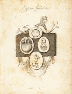 أبو الهول المصري ، خنفساء الجعران ، حورس ، إلخ ، 1823 (نقش)