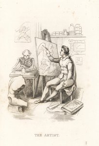 الهيكل العظمي للموت والفنان ، 1827 (نقش)