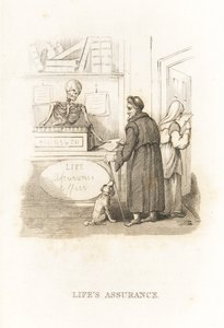 الهيكل العظمي للوفاة في مكتب التأمين. ، 1827 (نقش)