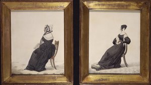 صورتان للأرامل ، 1837 (مرحاض وقلم رصاص على ورق) بواسطة ريتشارد دايتون