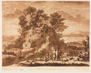 Liber Veritatis: No. 138، A View of the Sea، with Christ Preach on the Mount ...، 1776. بواسطة ريتشارد إيرلوم