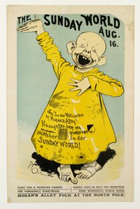 The Sunday World 16 أغسطس: قل ، Im der Yellow Kid of Hogans Alley ... ، c.1895-98 litho بواسطة ريتشارد فيلتون Outcault