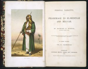صورة وجه لريتشارد ف. بورتون ، "حساب حجتي إلى المدينة المنورة ومكة المكرمة ،" المجلد الثاني ، 1855 بواسطة ريتشارد فرانسيس بيرتون