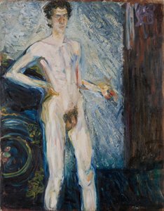 صورة شخصية عارية مع لوحة - جيرستل ، ريتشارد (1883-1908) - 1908 - زيت على قماش - 139.3 × 100 - متحف ليوبولد ، فيينا