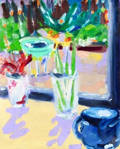 Still Life with Bird Bath ، 2021 (زيت على ورق) بواسطة ريتشارد إتش فوكس