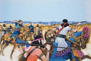 المحاربون (غواش على ورق)