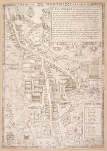 خريطة كامبريدج ، من Caius &39;Historia Cantabrigensis Academia&39; ، 1574