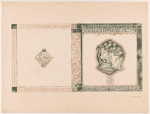 تصميم الغلاف لـ: Wendingen، Wood carvers number، 1919 بواسطة ريتشارد نيكولاوس رولاند هولست (توقيع الفنان)